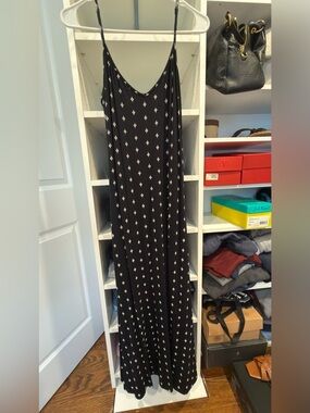 Black & White Print Sleeveless Maxi Dres Size Petite Medium
